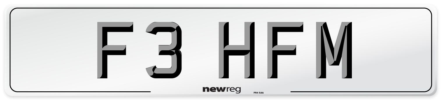 F3 HFM Number Plate from New Reg